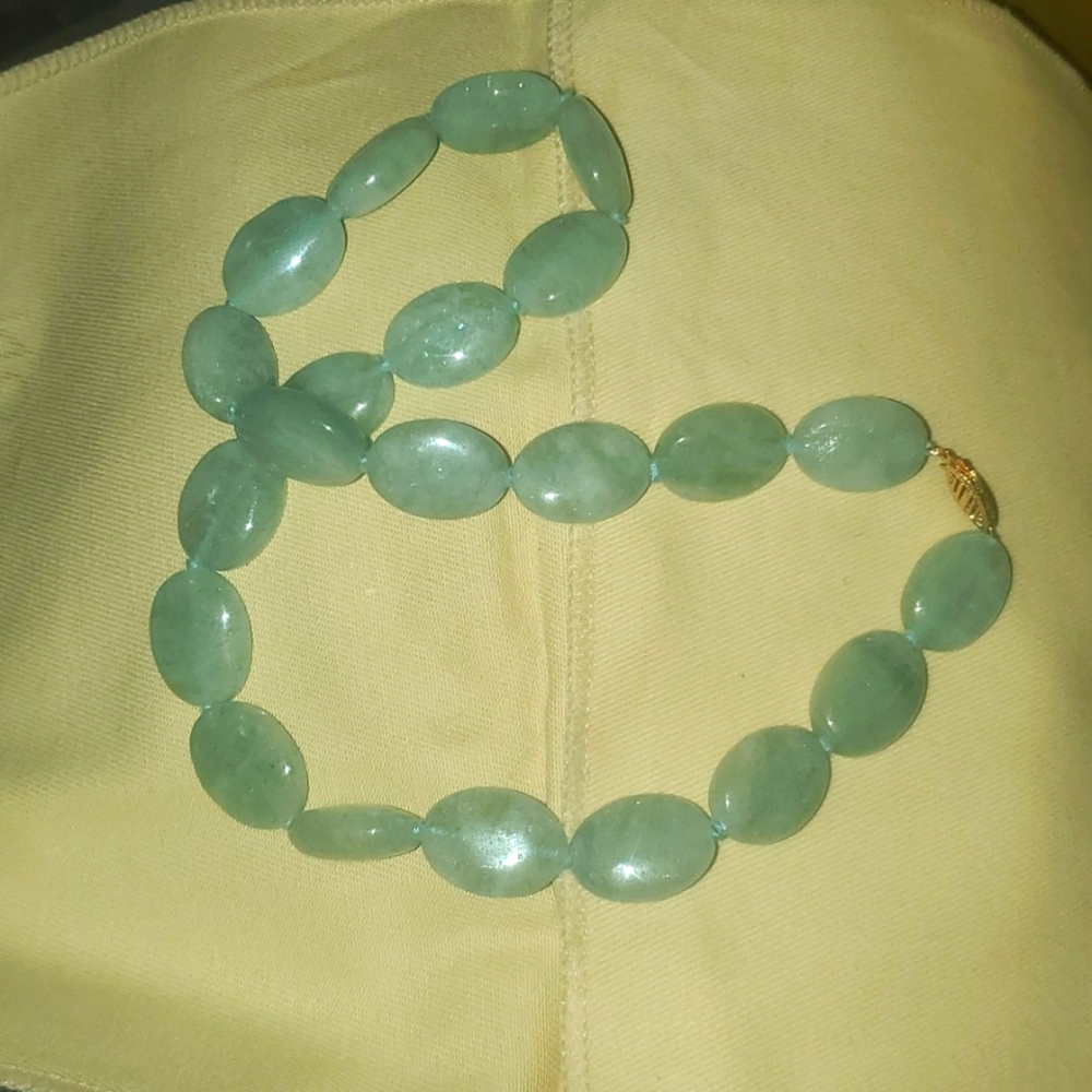 14K G.S.J Genuine Jade Necklace 14kt yellow gold